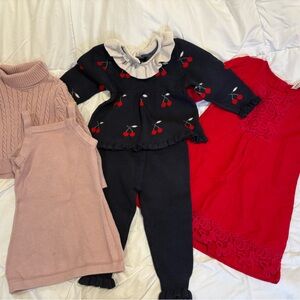 Cherry Embroidered Kids Top - Black